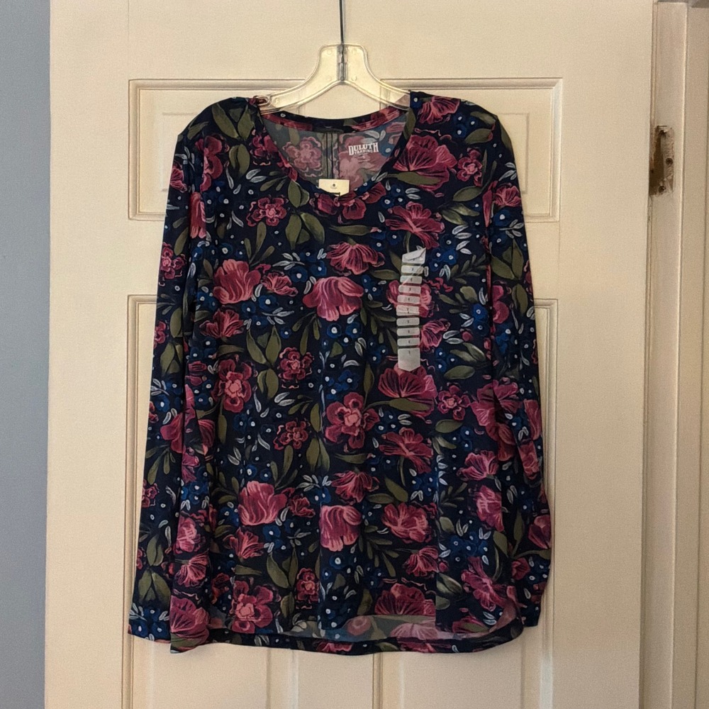 Duluth Trading Armachillo Cooling Long Sleeve Sleep Top S NEW Floral Pajama